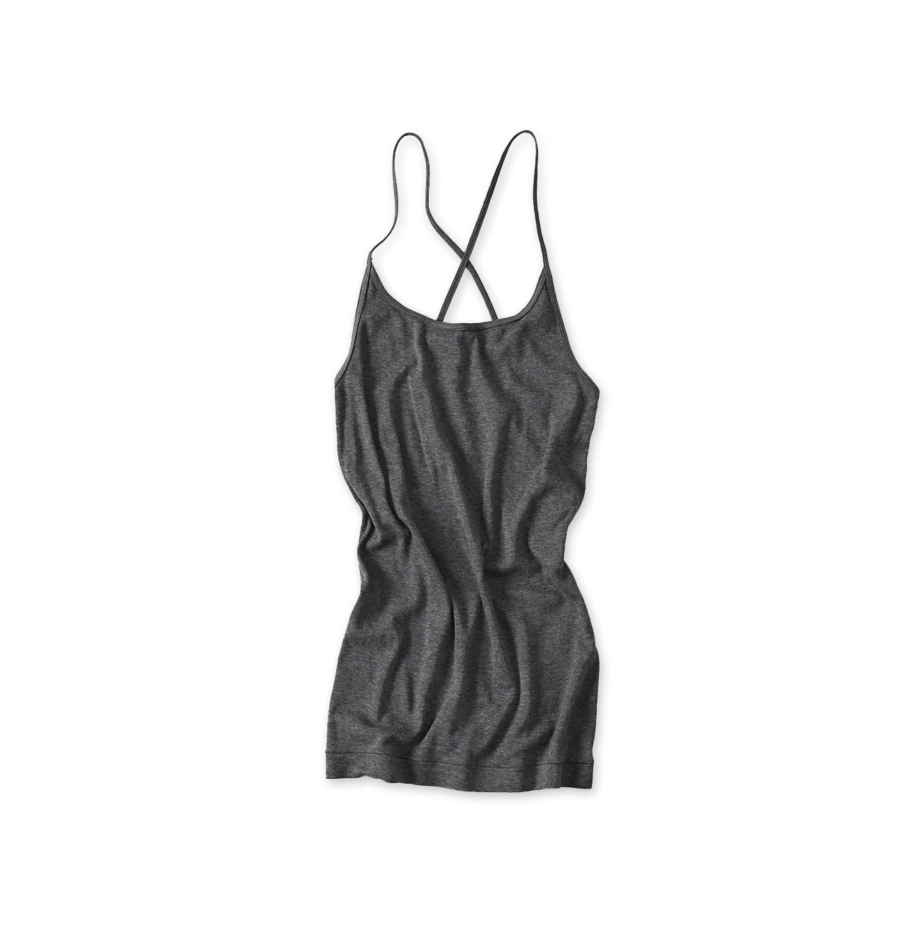 Top Ribbed Cross-Back Camisole Gray Top