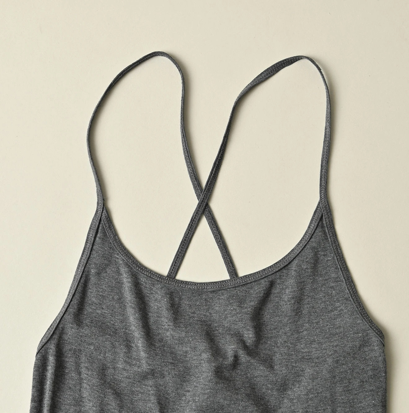 Top Ribbed Cross-Back Camisole Detail