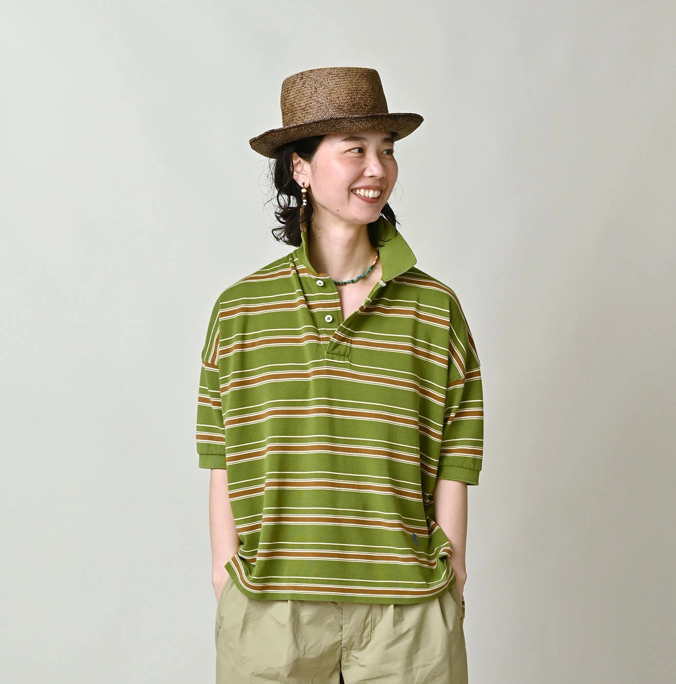 Striped KANOKO 908 Uma Polo Shirt Female Model