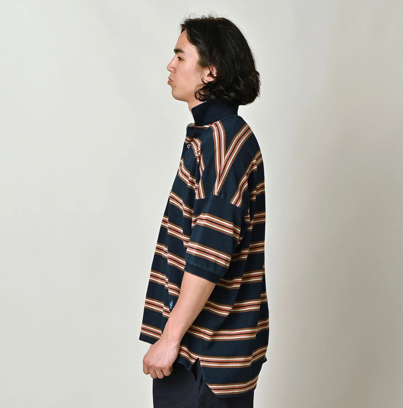 Indigo Striped KANOKO 908 Uma Polo Shirt Male Model