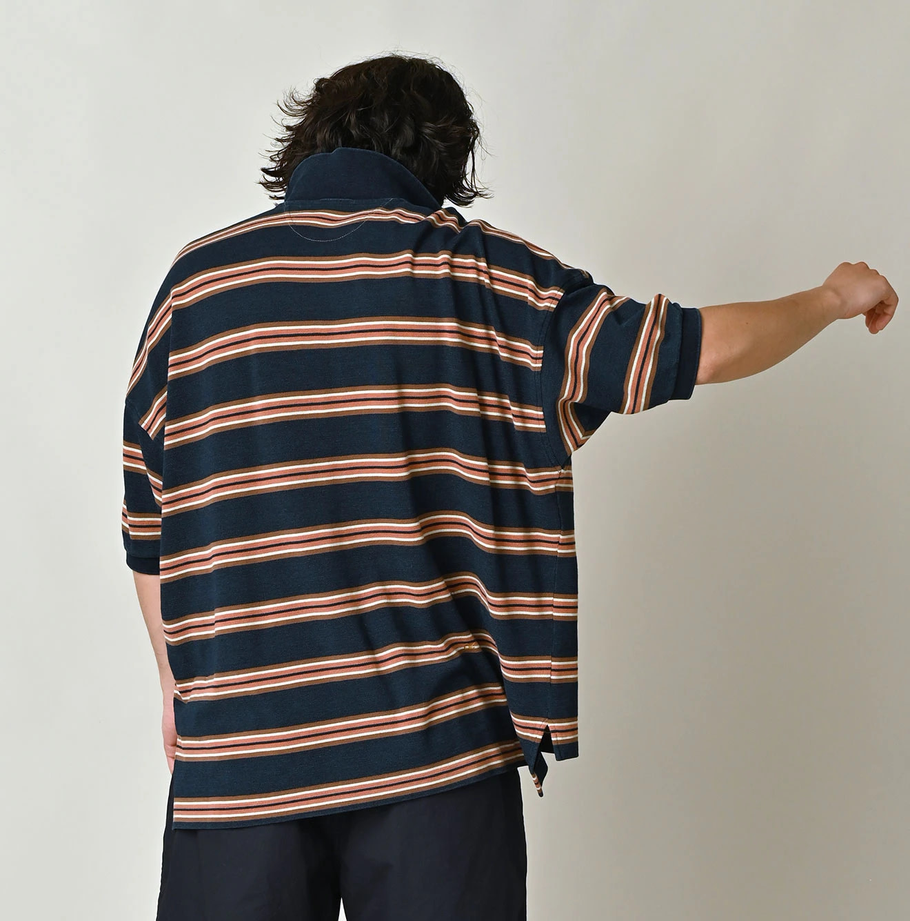 Indigo Striped KANOKO 908 Uma Polo Shirt Male Model