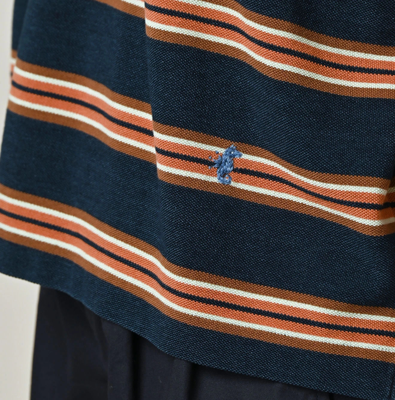 Indigo Striped KANOKO 908 Uma Polo Shirt Detail