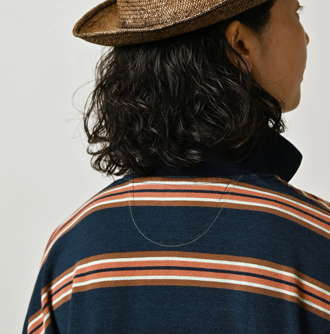 Indigo Striped KANOKO 908 Uma Polo Shirt Detail