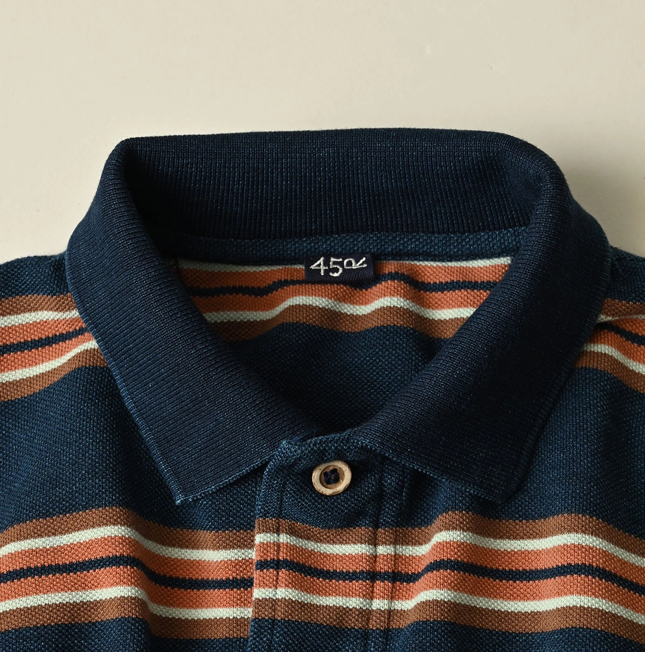 Indigo Striped KANOKO 908 Uma Polo Shirt Detail