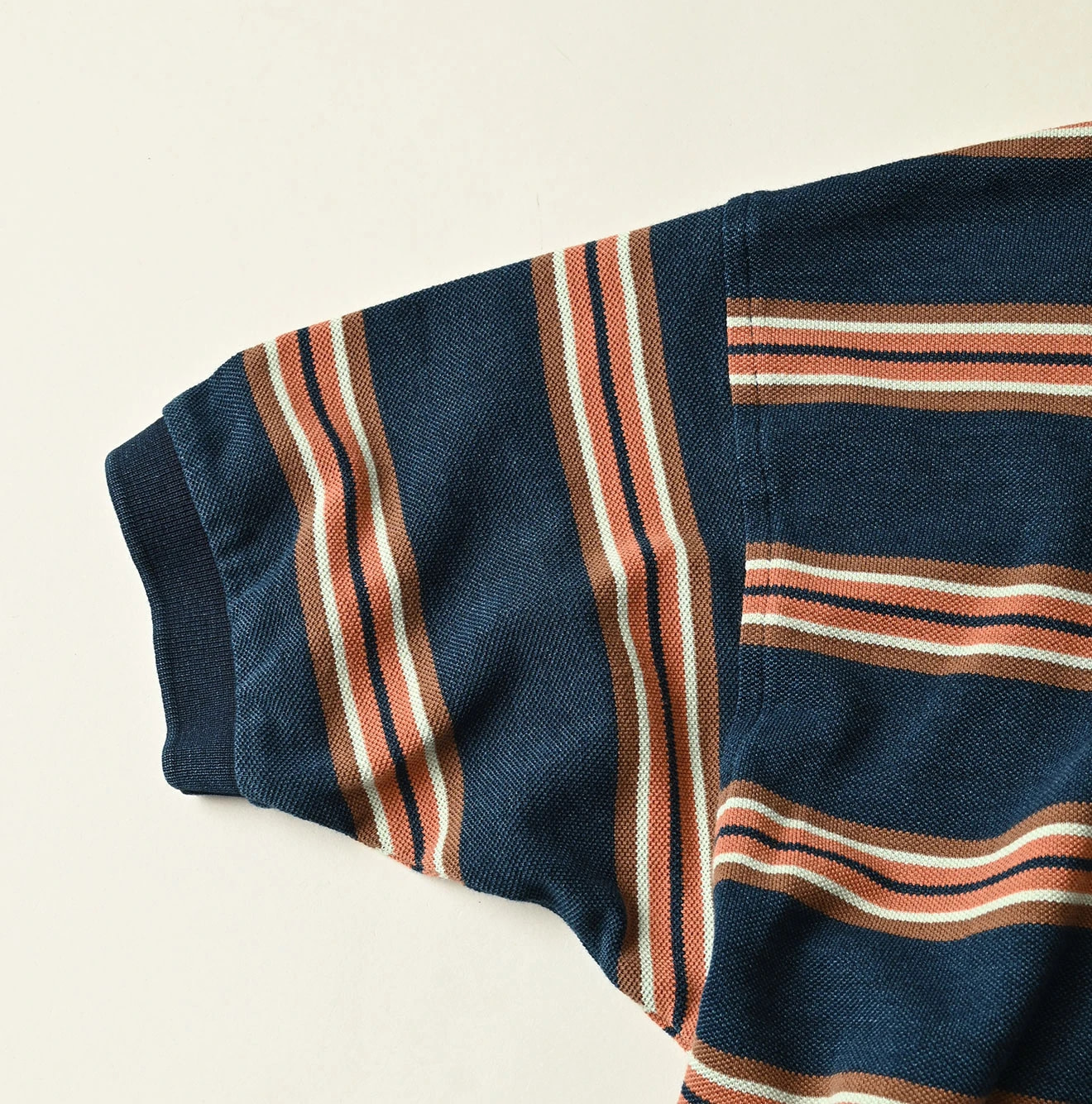 Indigo Striped KANOKO 908 Uma Polo Shirt Detail