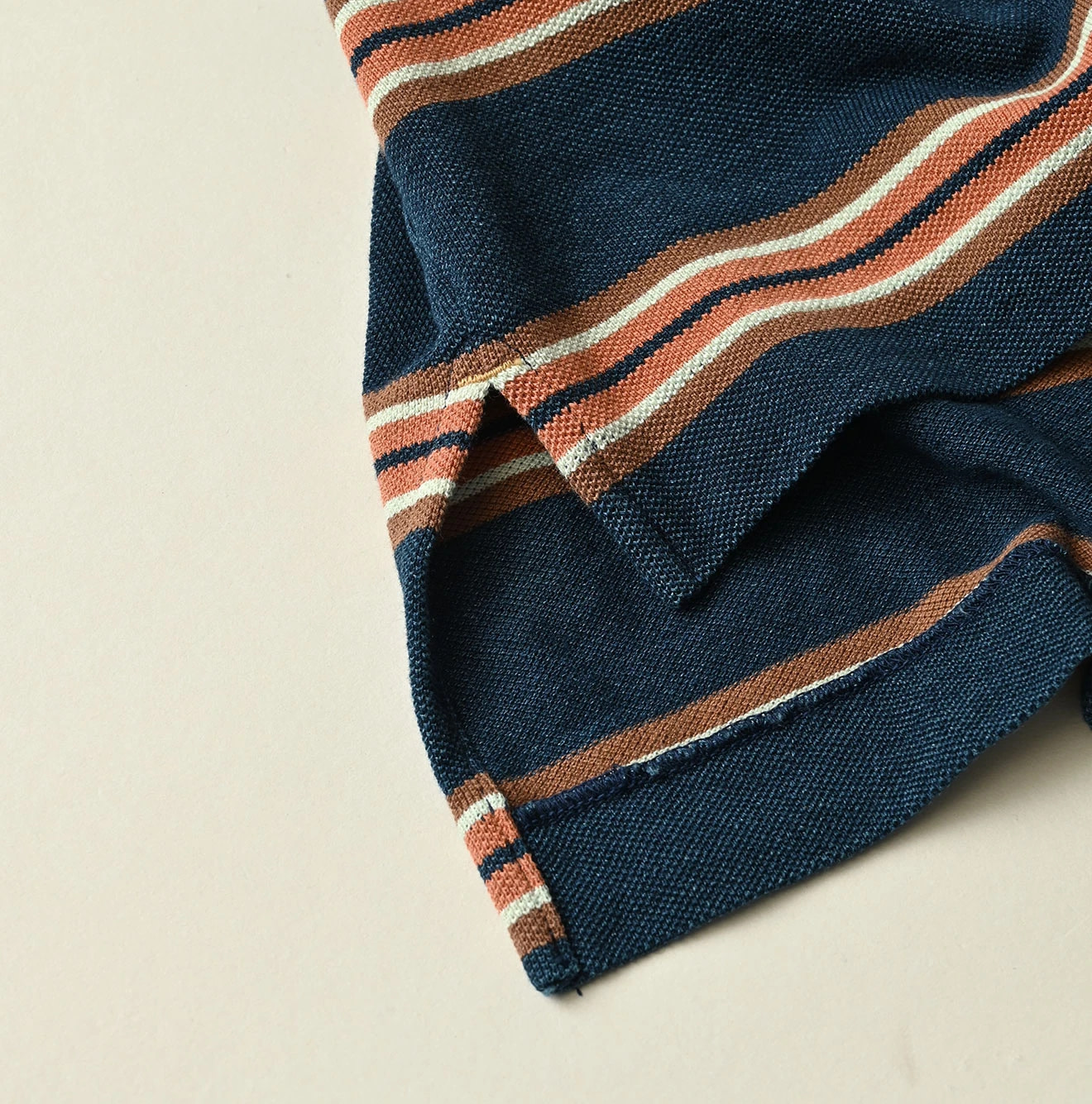 Indigo Striped KANOKO 908 Uma Polo Shirt Detail