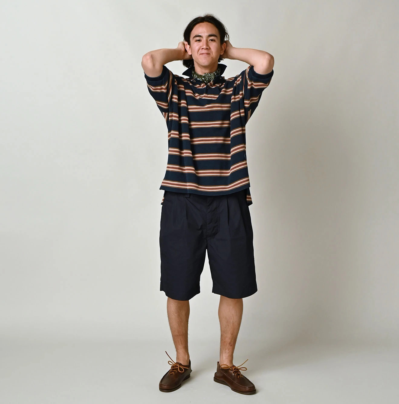 Indigo Striped KANOKO 908 Uma Polo Shirt Male Model