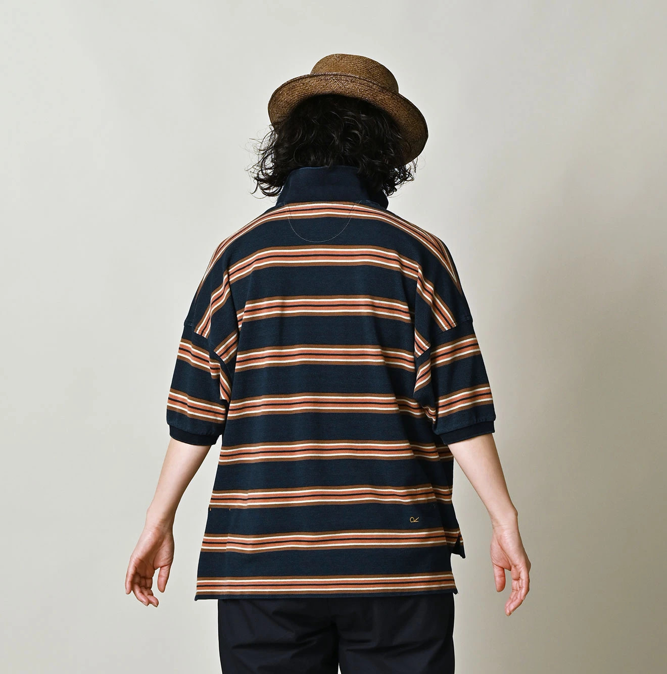 Indigo Striped KANOKO 908 Uma Polo Shirt Female Model