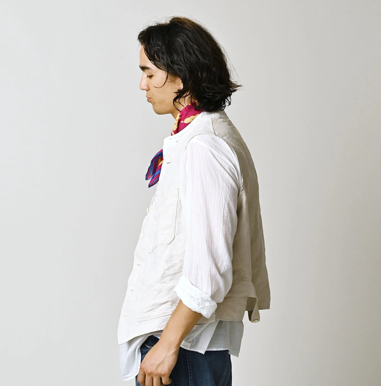 Linen Cloth 908 Vest Male Model