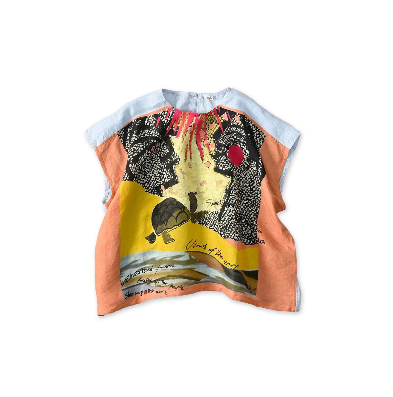 Hemp Picture Book Bandana Blouse Orange