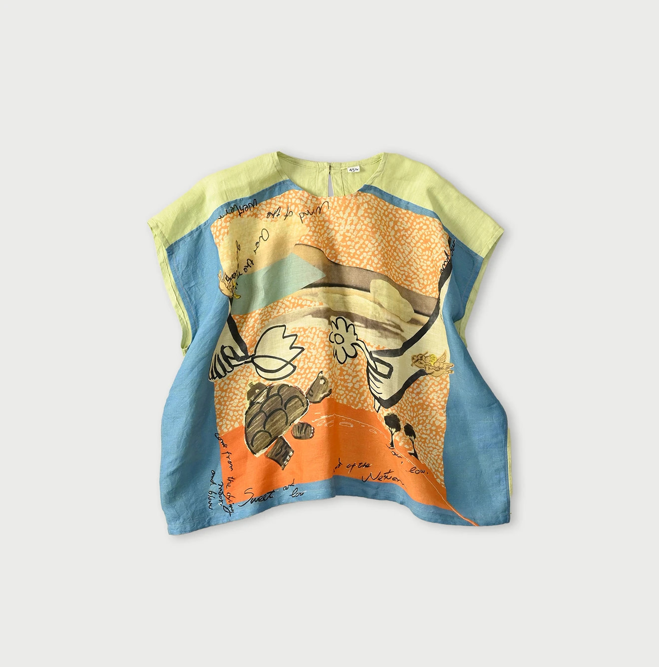 Hemp Picture Book Bandana Blouse Blue
