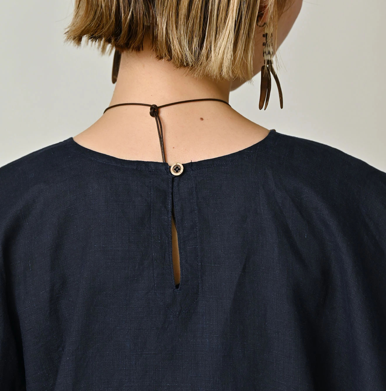 Indigo Hemp Picture Book Bandana Blouse Detail