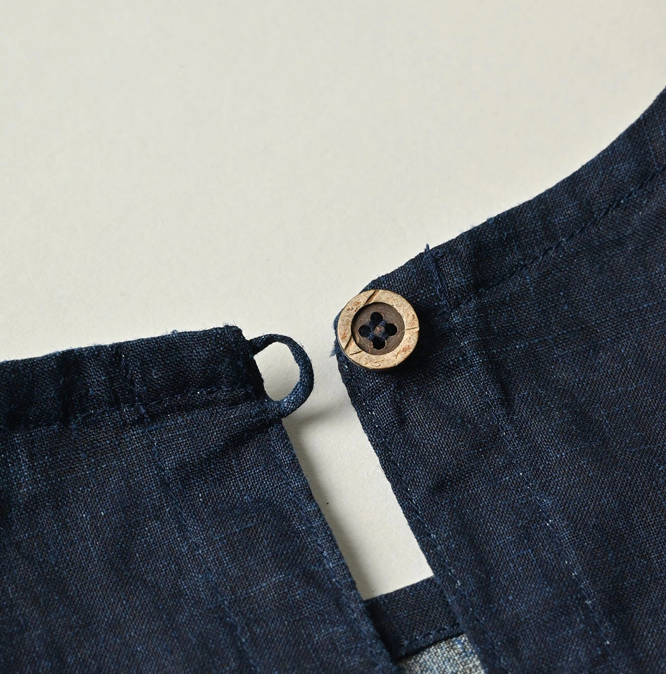 Indigo Hemp Picture Book Bandana Blouse Detail