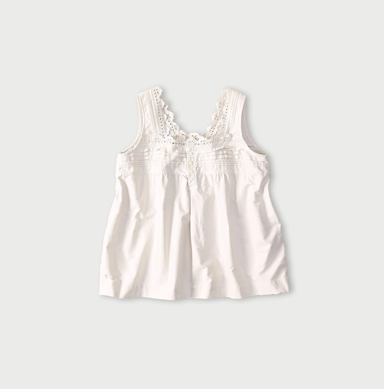 Horizontal Satin de Sleeveless Top Antique White