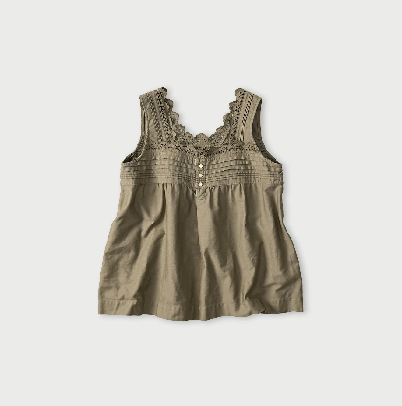 Horizontal Satin de Sleeveless Top Khaki
