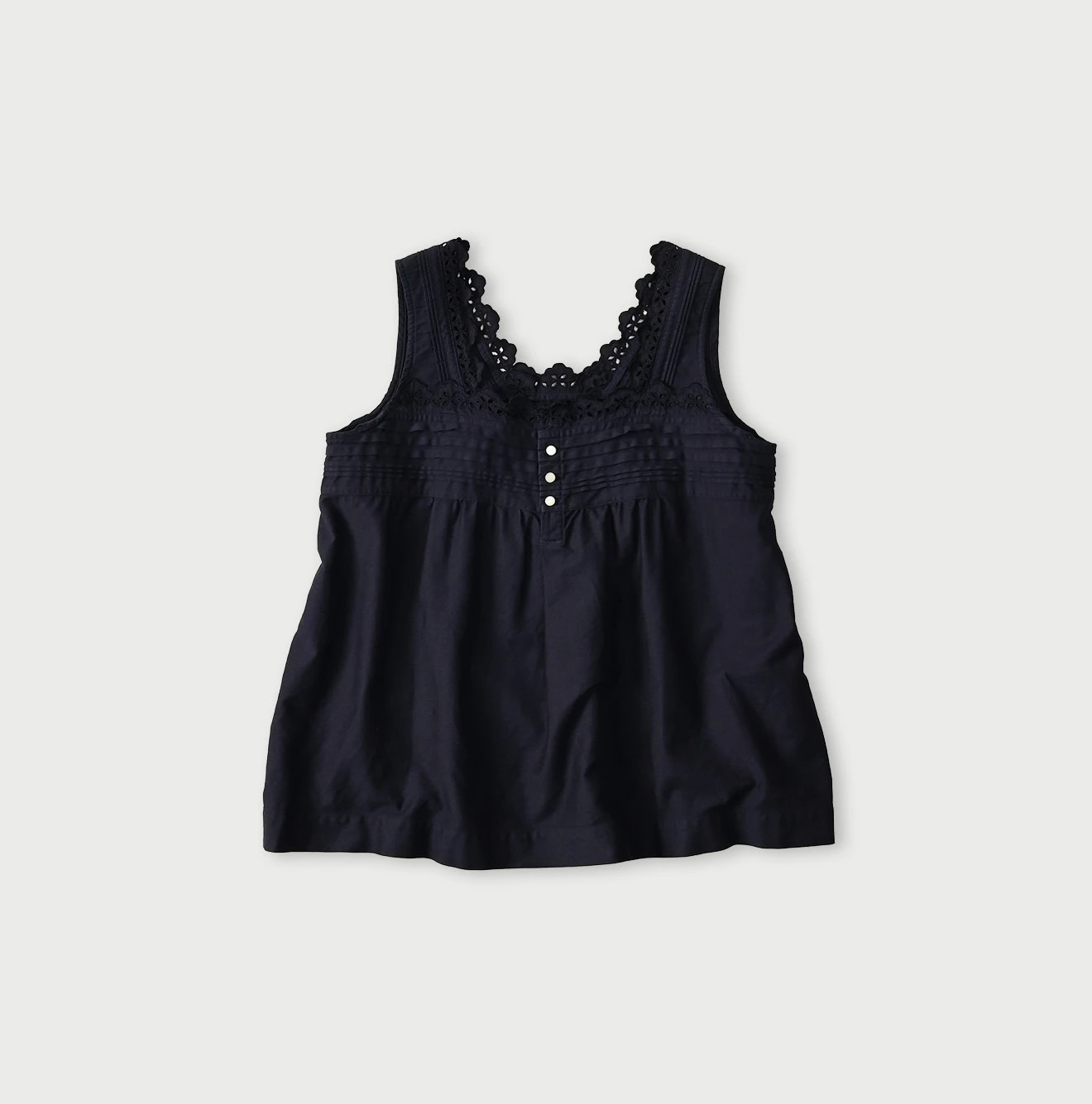 Horizontal Satin de Sleeveless Top Navy