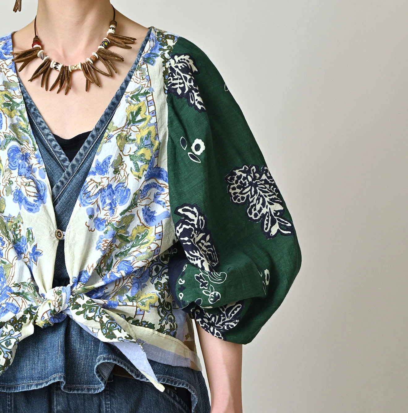 Indian Khadi Bandana Mix SAIJIKI Bolero Detail