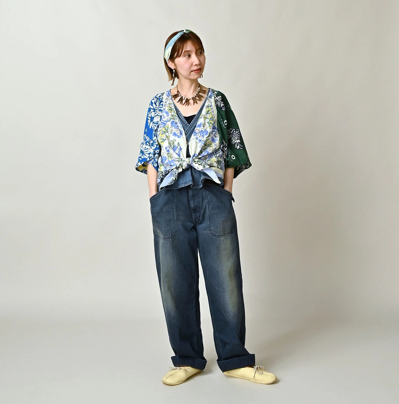 Indian Khadi Bandana Mix SAIJIKI Bolero Female Model