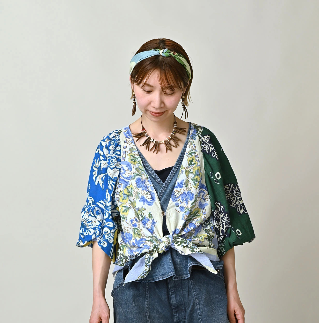 Indian Khadi Bandana Mix SAIJIKI Bolero Female Model