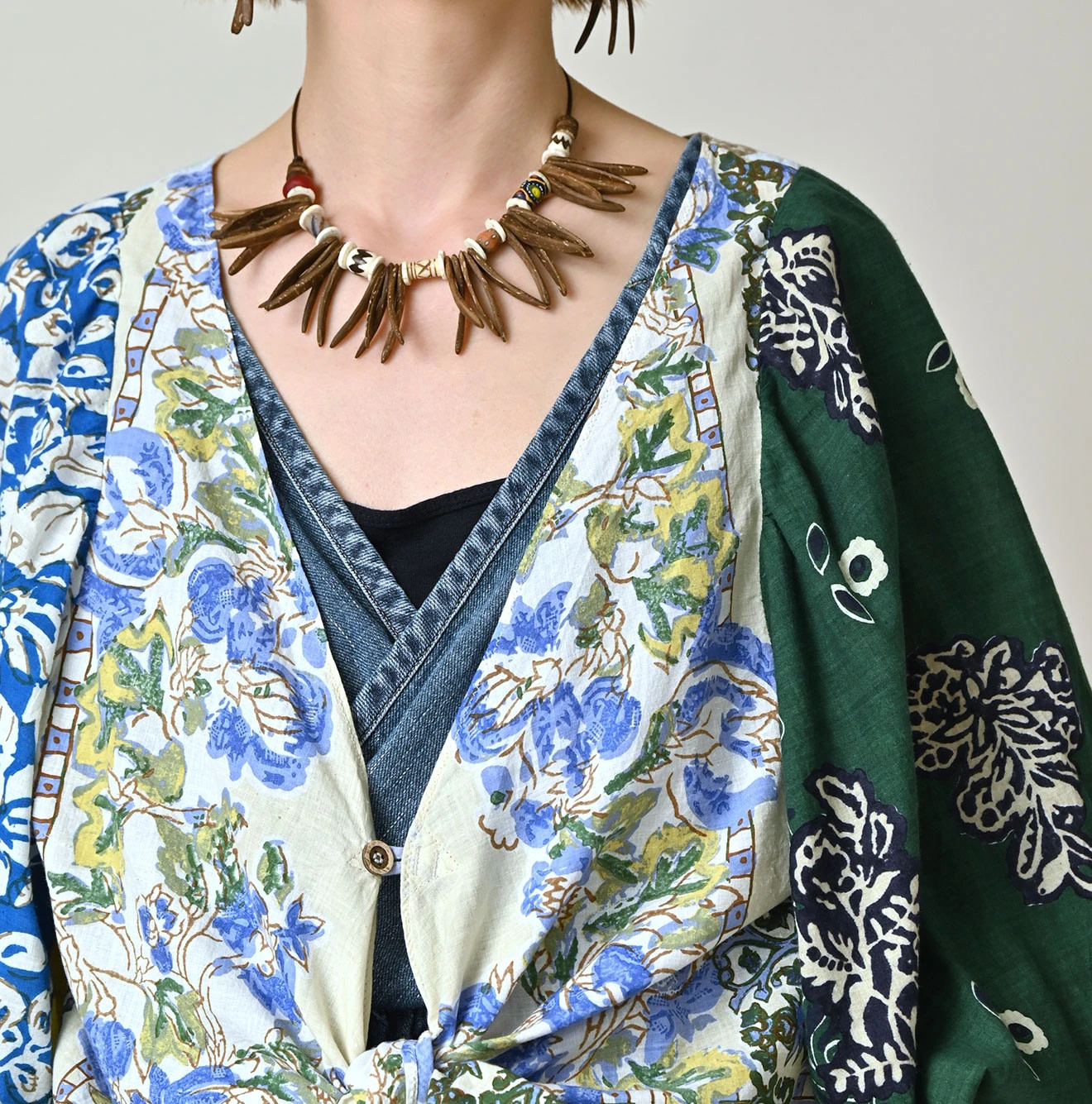 Indian Khadi Bandana Mix SAIJIKI Bolero Detail