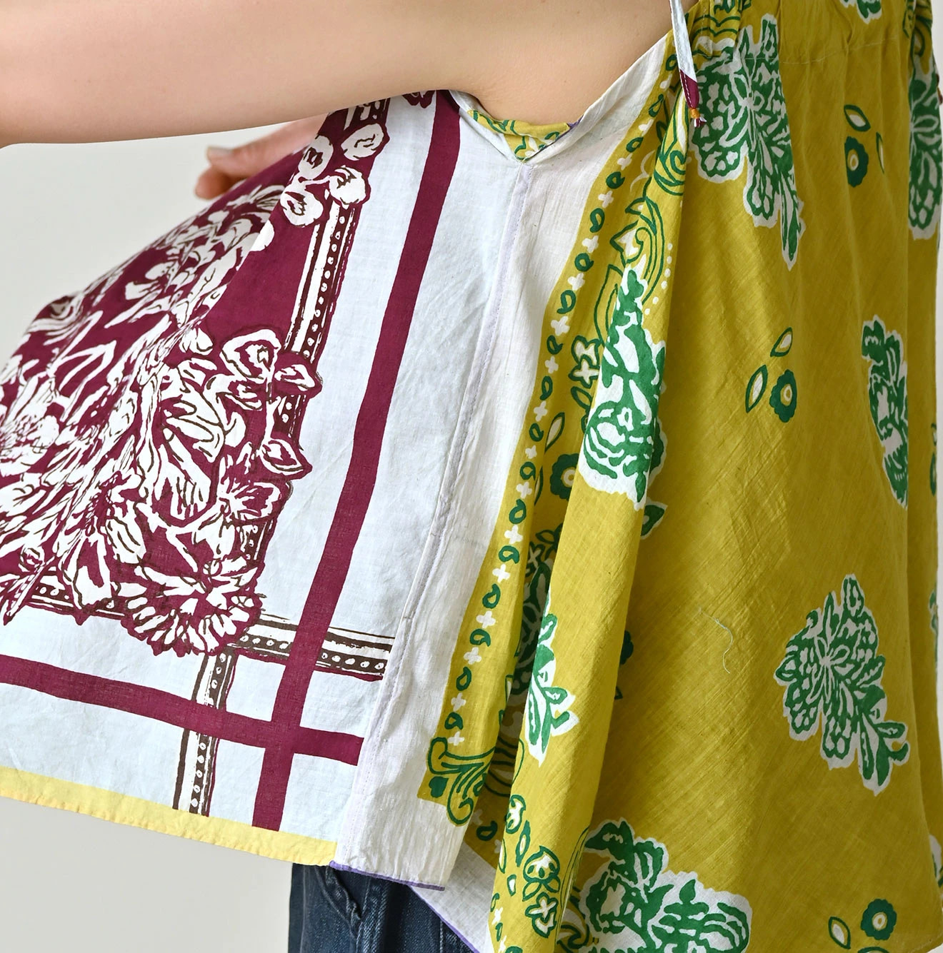 Indian Khadi Bandana Mix SAIJIKI Camisole Saxe Mix Detail