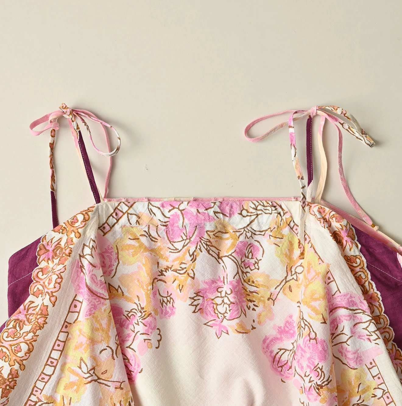 Indian Khadi Bandana Mix SAIJIKI Camisole Saxe Mix Detail