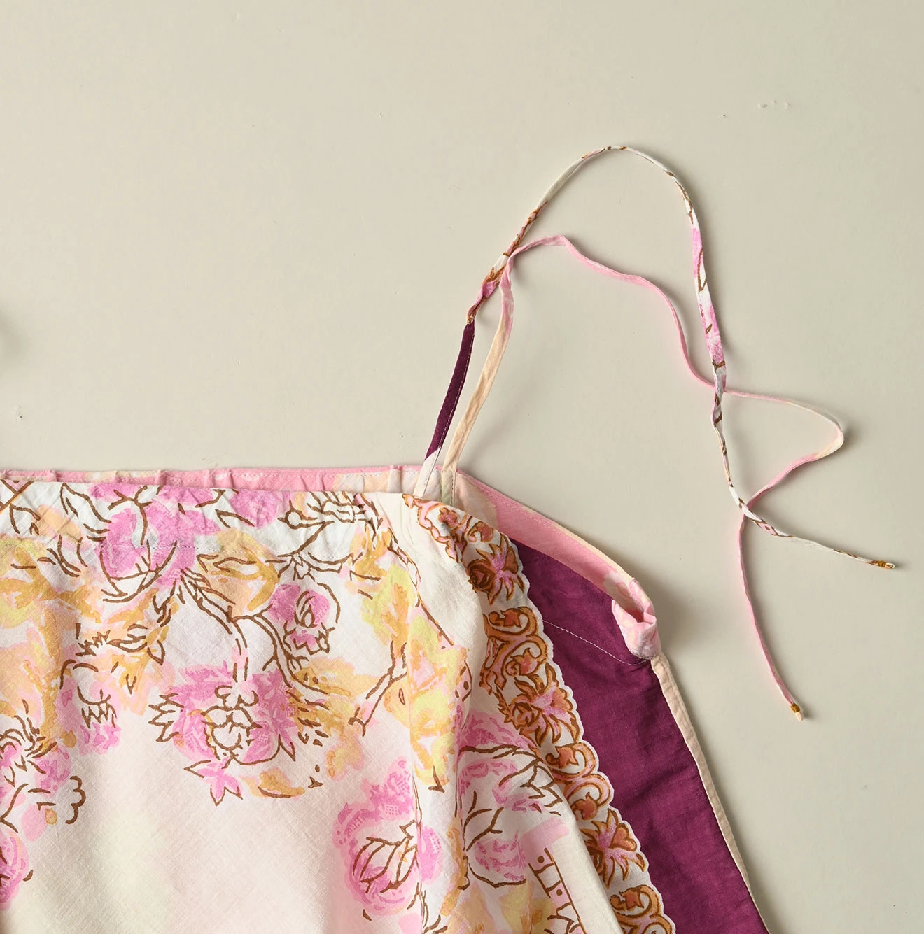Indian Khadi Bandana Mix SAIJIKI Camisole Saxe Mix Detail