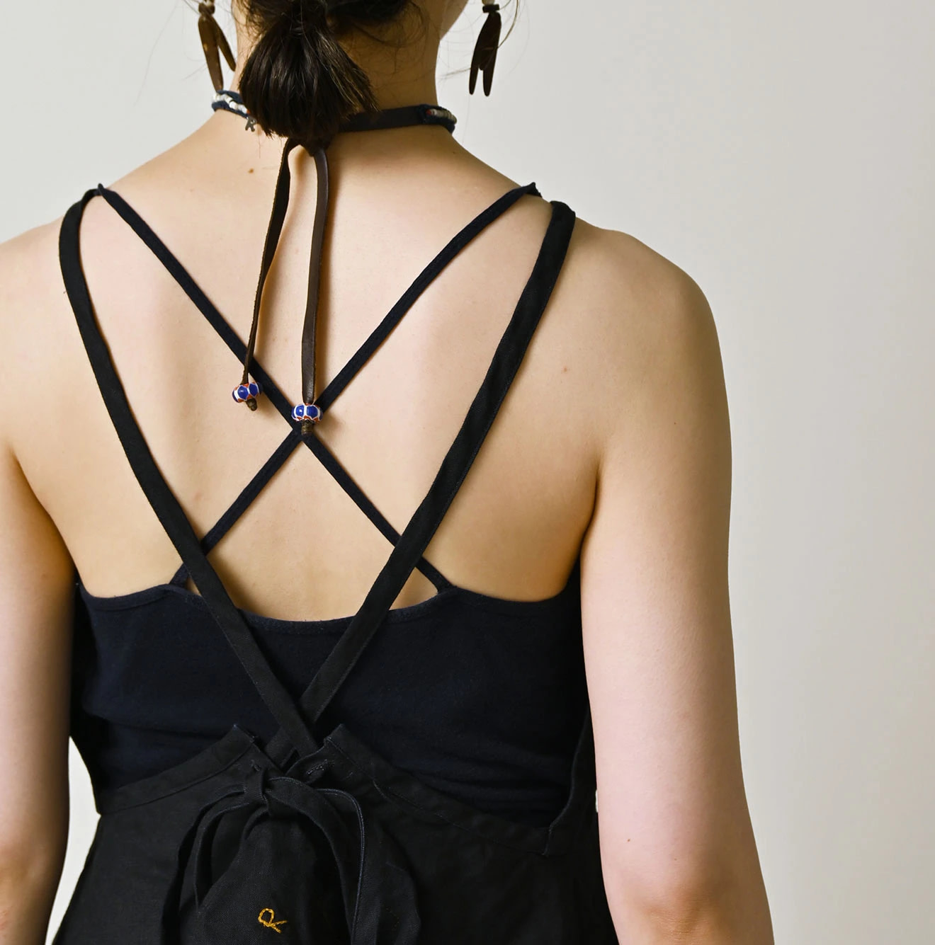 Indigo Linen Cloth Tank Bra Detail