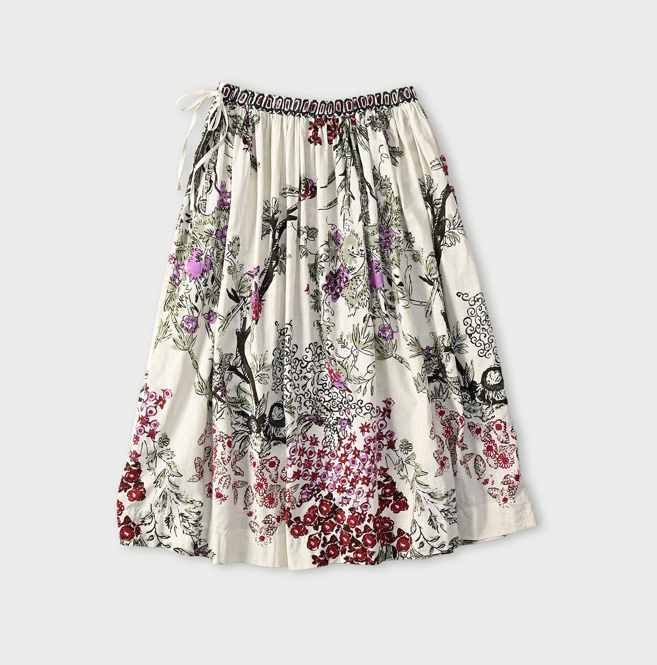Indian Khadi Palampore Print Easy Gather Skirt Back