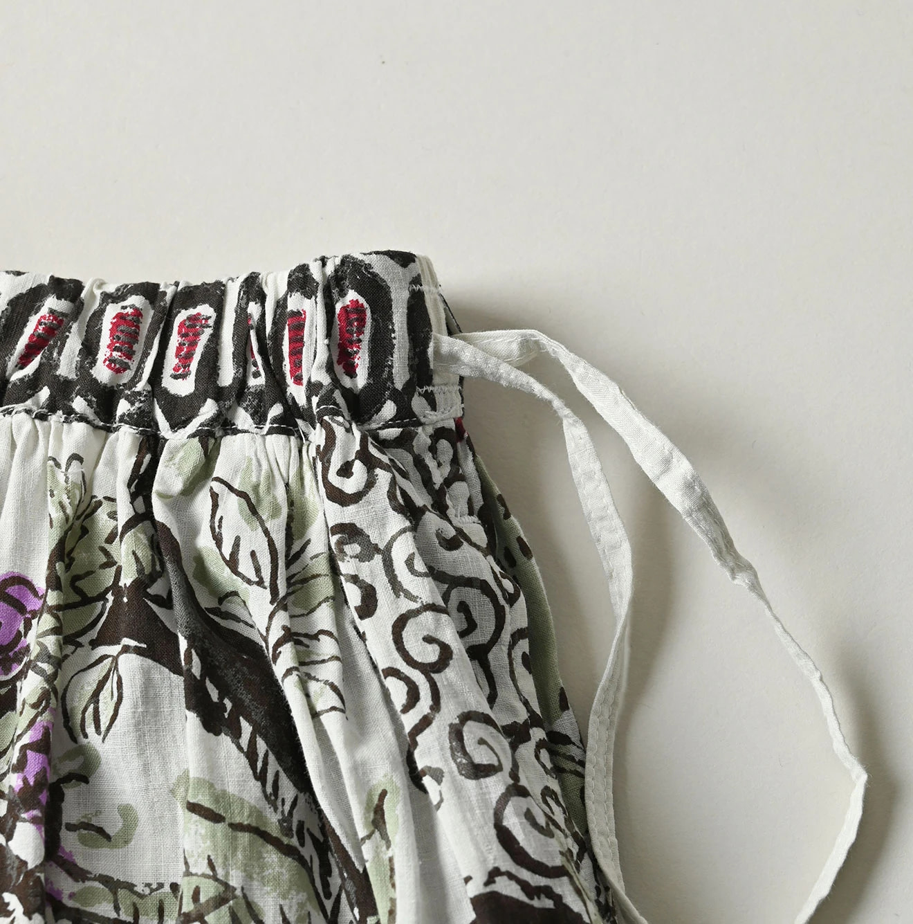 Indian Khadi Palampore Print Easy Gather Skirt Detail