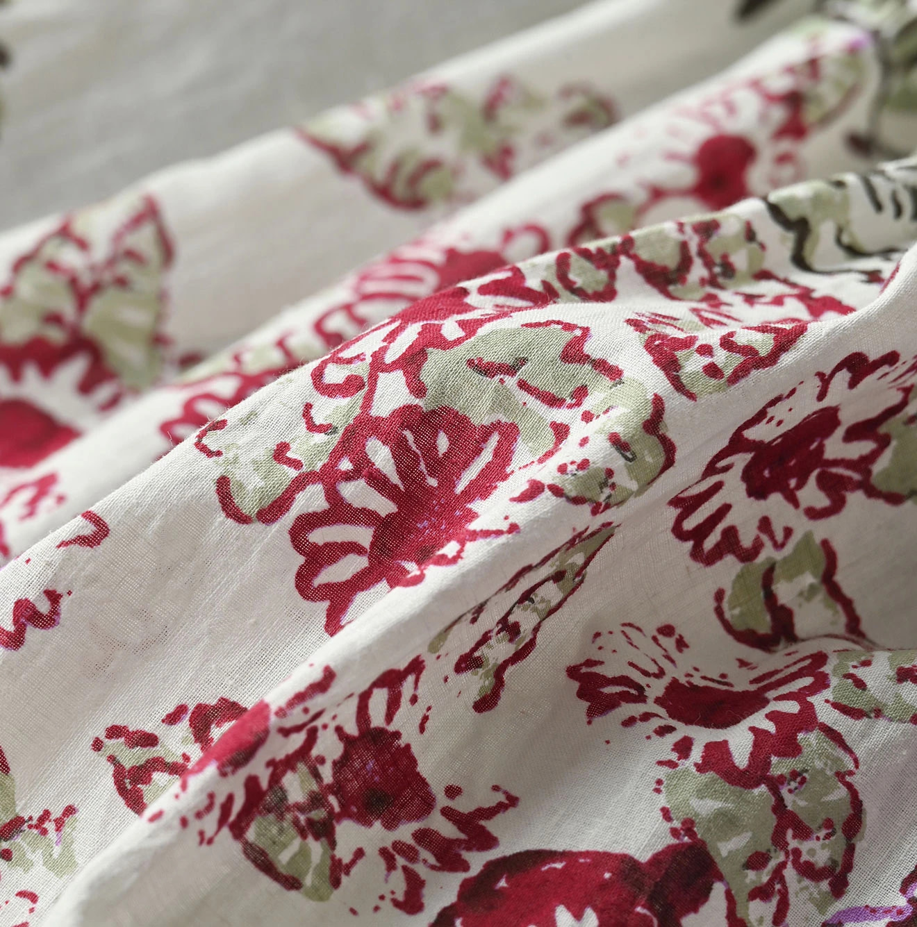 Indian Khadi Palampore Print Easy Gather Skirt Detail
