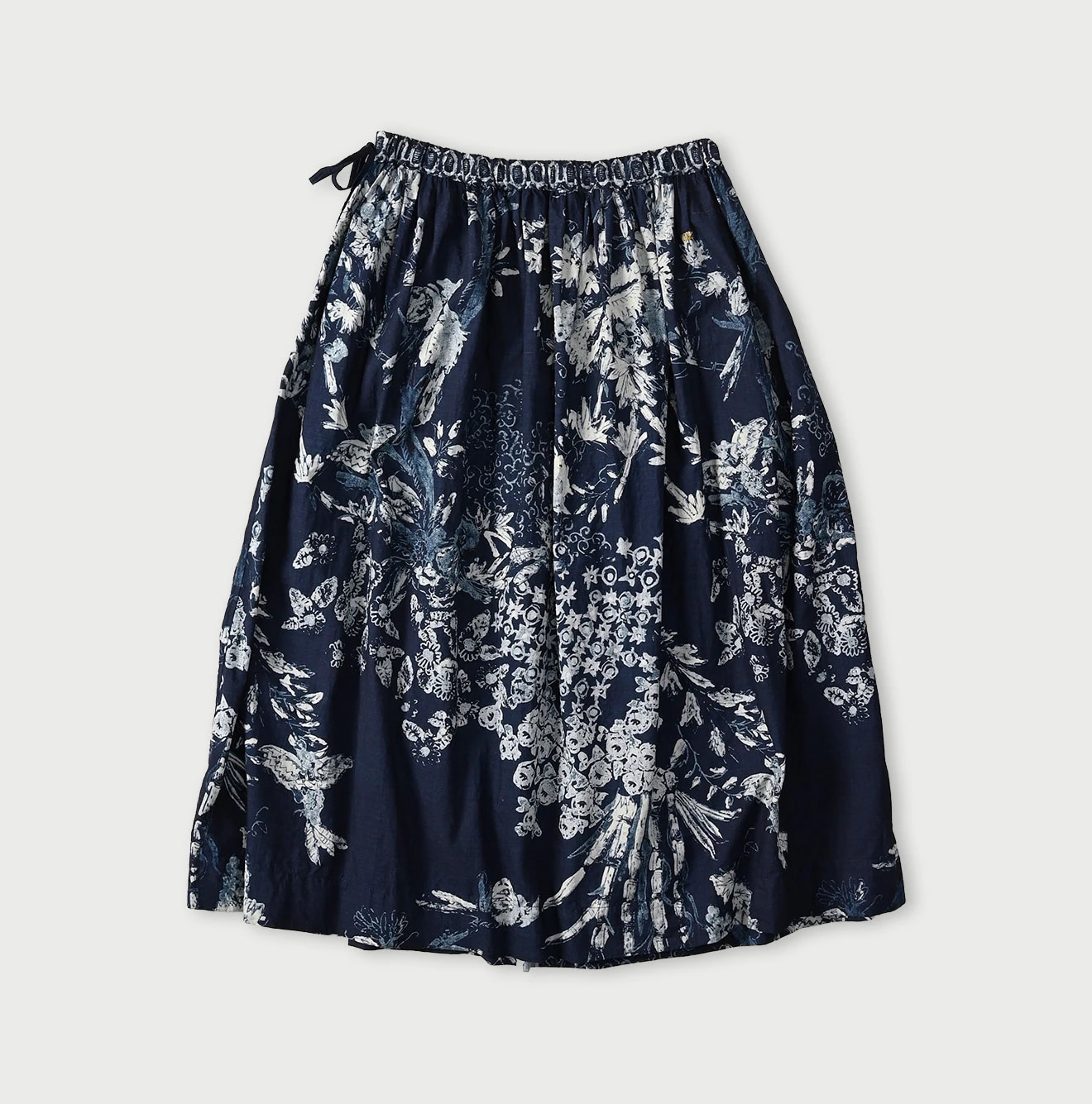 Indigo Hira Palampore Print Easy Gather Skirt Back