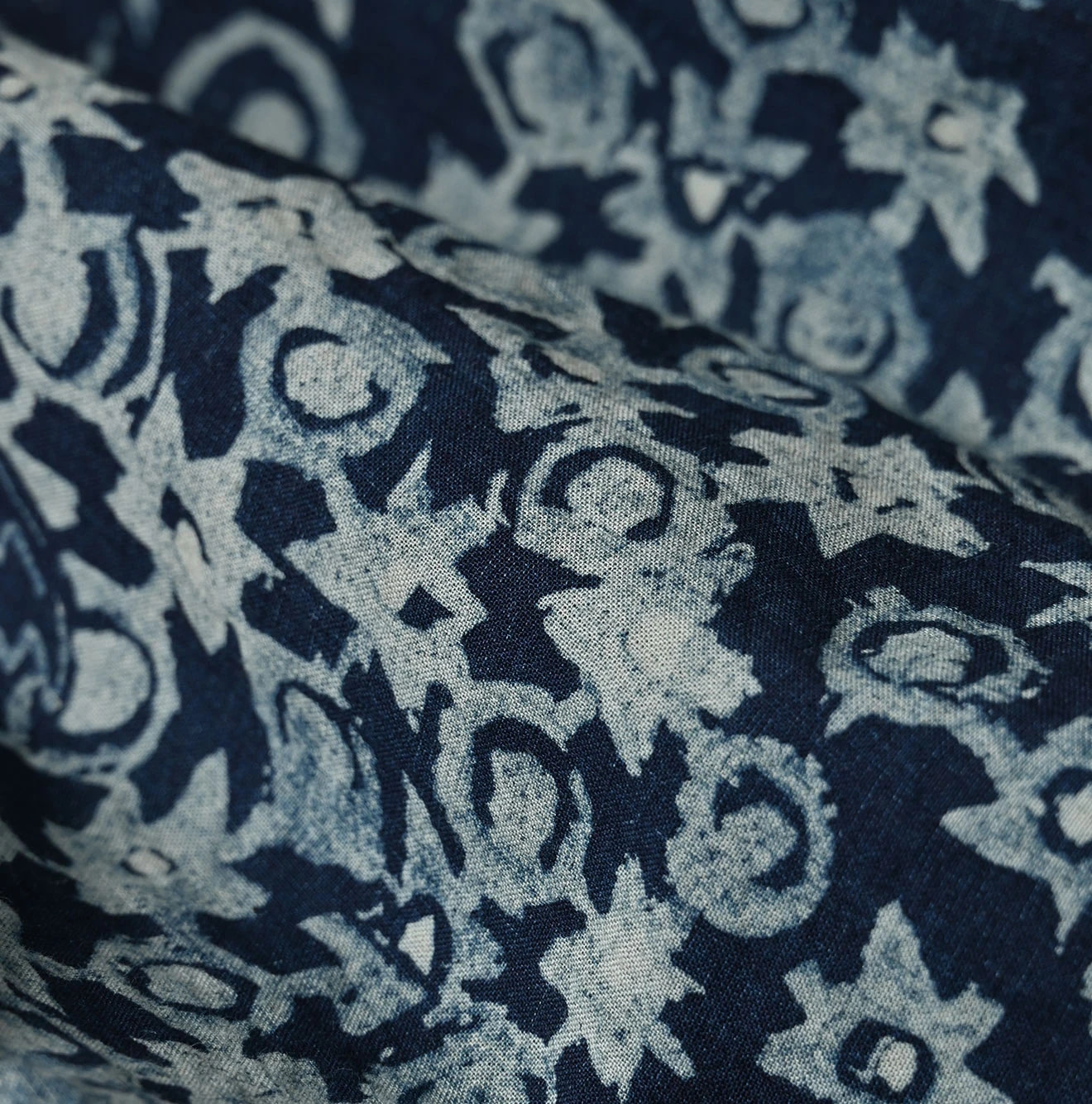 Indigo Hira Palampore Print Easy Gather Skirt Detail