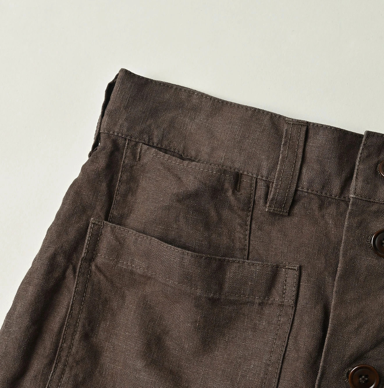 Linen Cloth Bell Skirt Brown