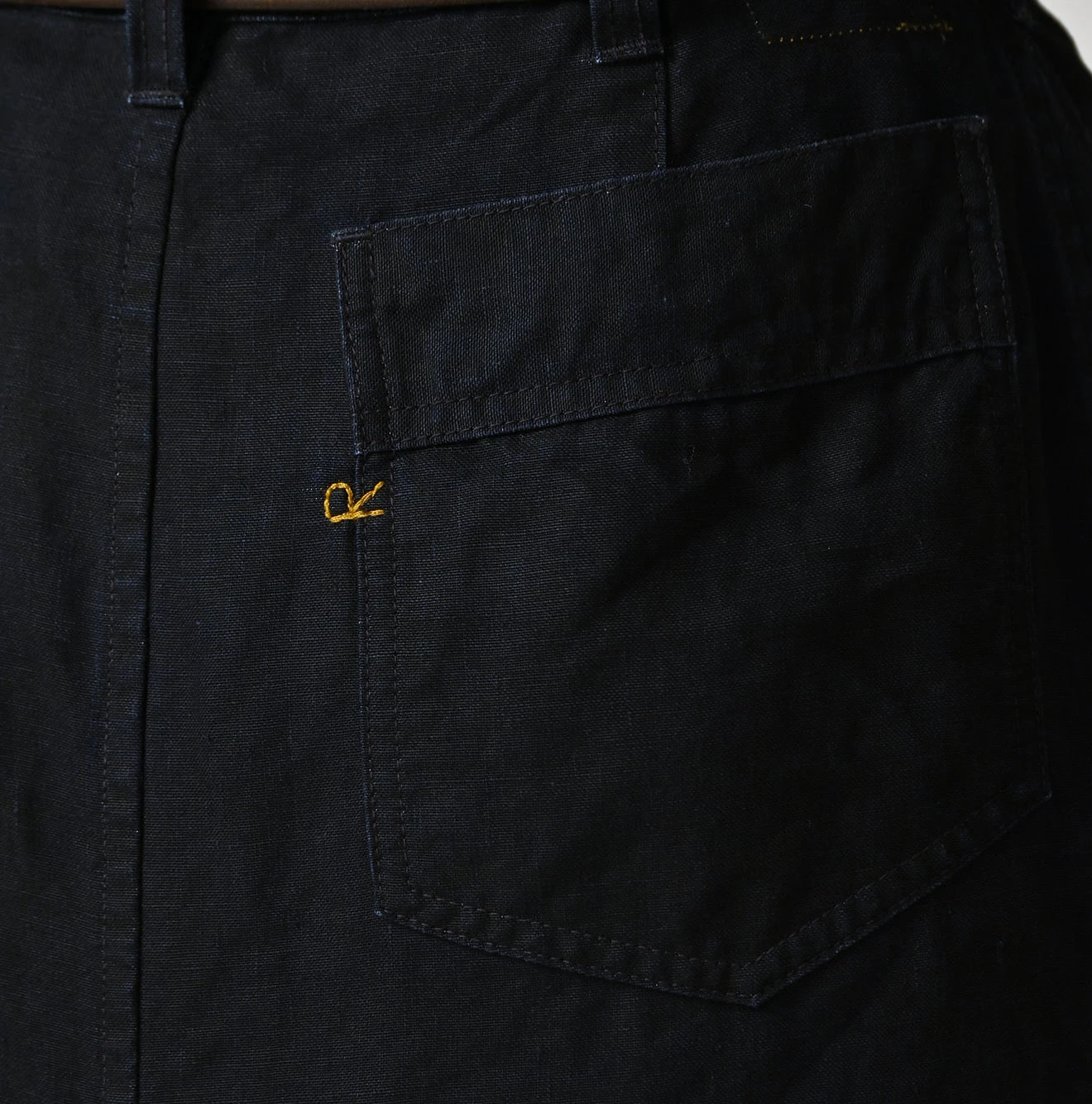Indigo Linen Cloth Bell Skirt Detail