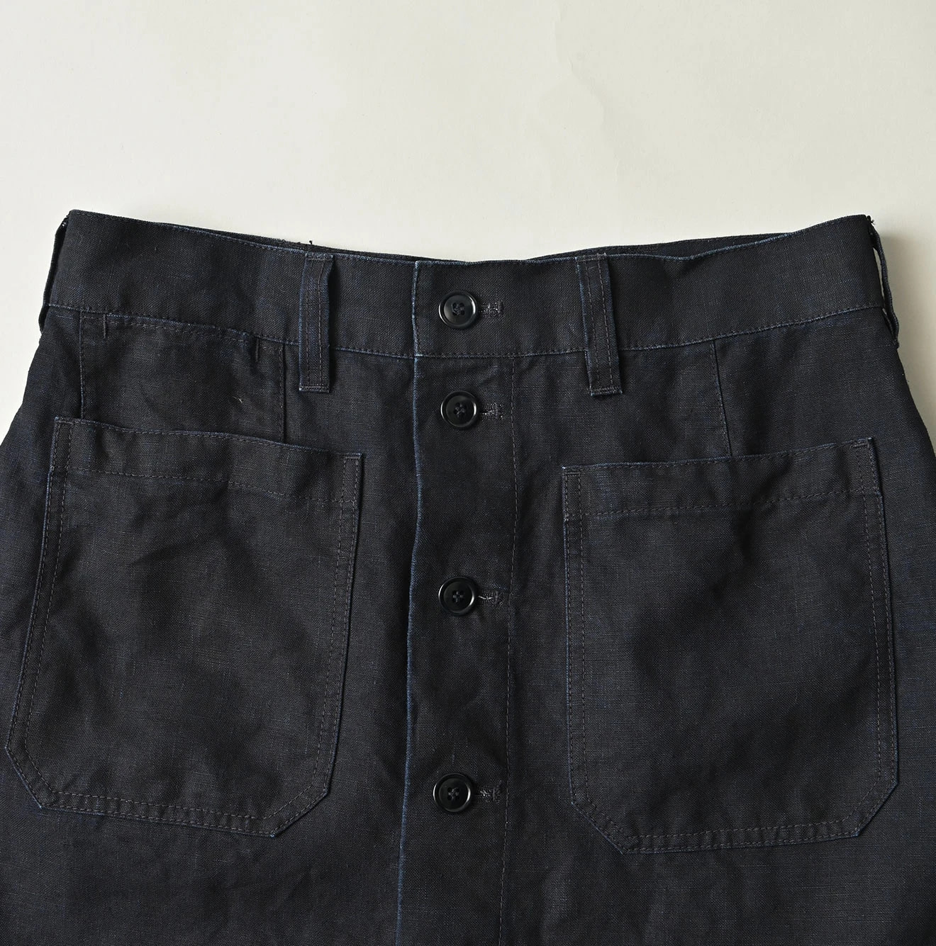 Indigo Linen Cloth Bell Skirt Detail