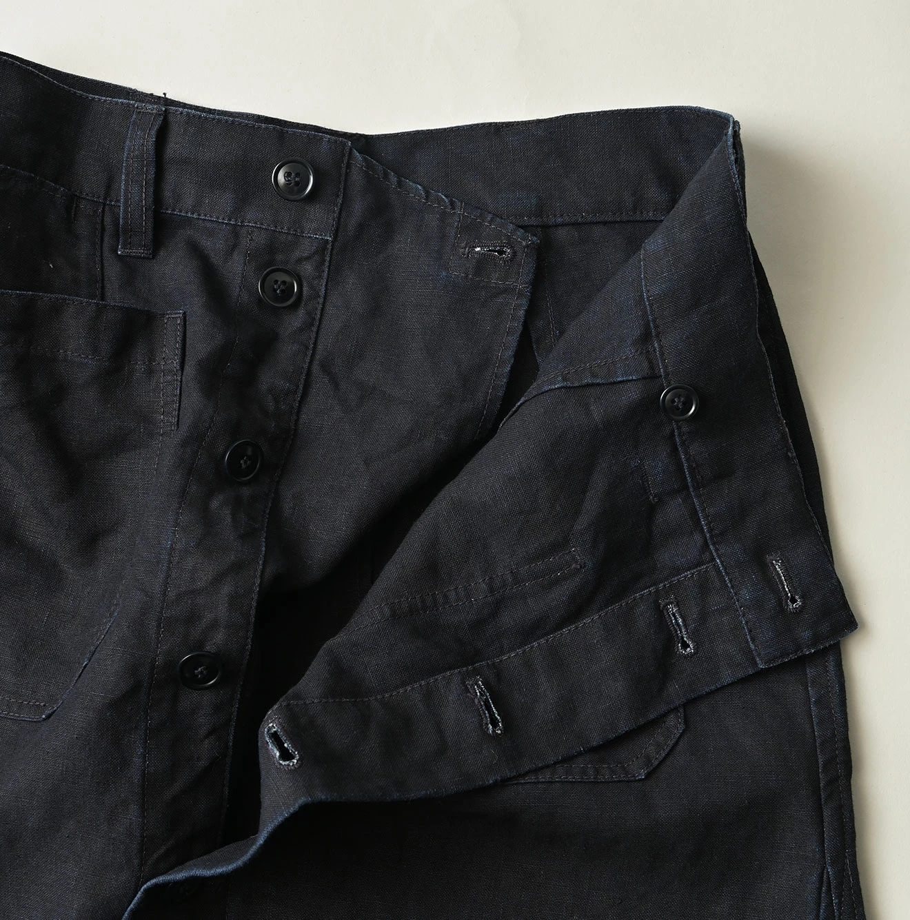 Indigo Linen Cloth Bell Skirt Detail