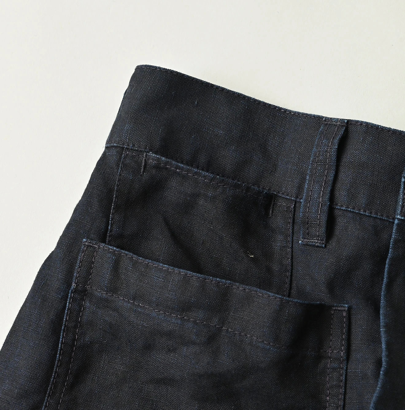 Indigo Linen Cloth Bell Skirt Detail