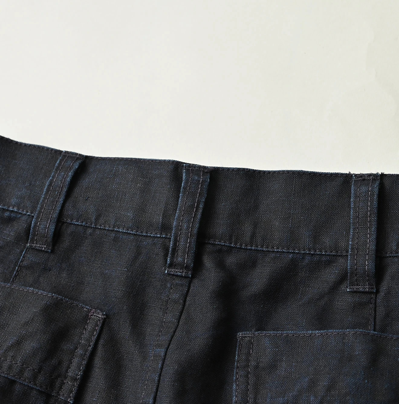Indigo Linen Cloth Bell Skirt Detail