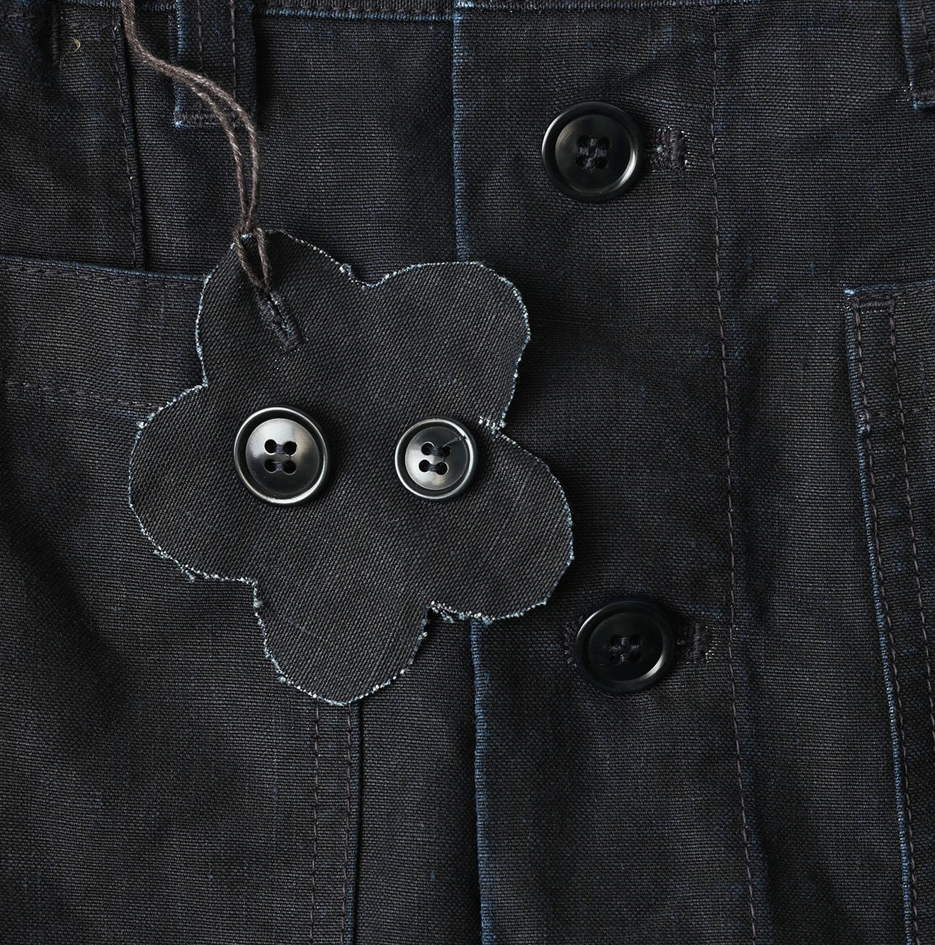 Indigo Linen Cloth Bell Skirt Detail
