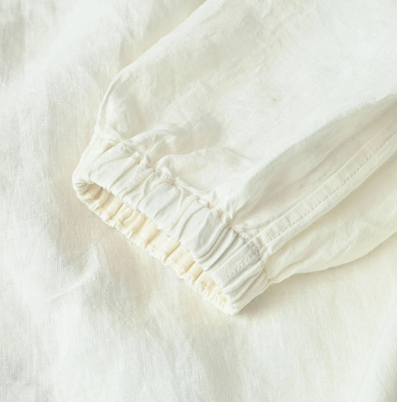Indian Linen Gold Leaf Print Shirred Dress Detail