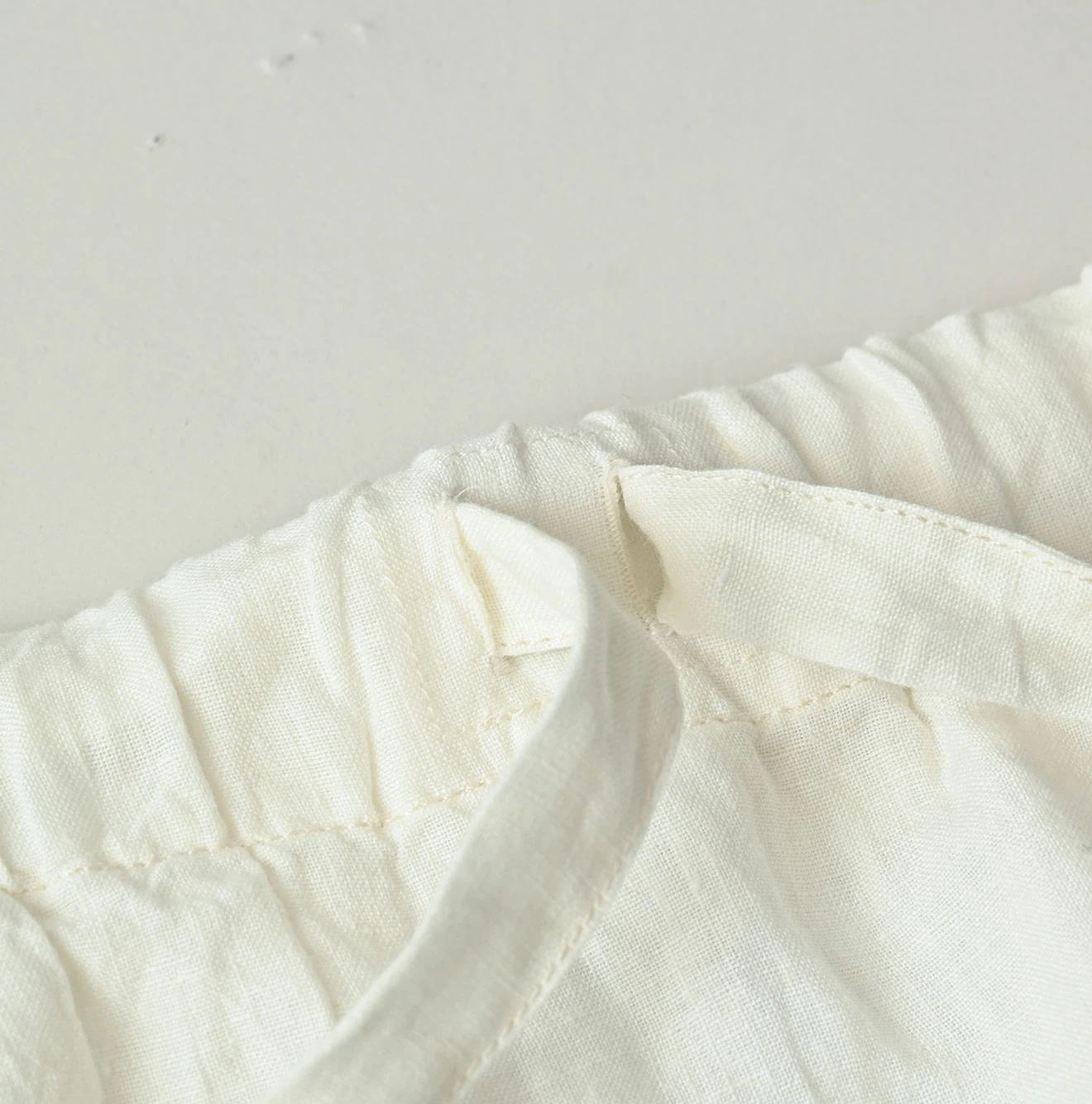 Indian Linen Gold Leaf Print Shirred Dress Detail