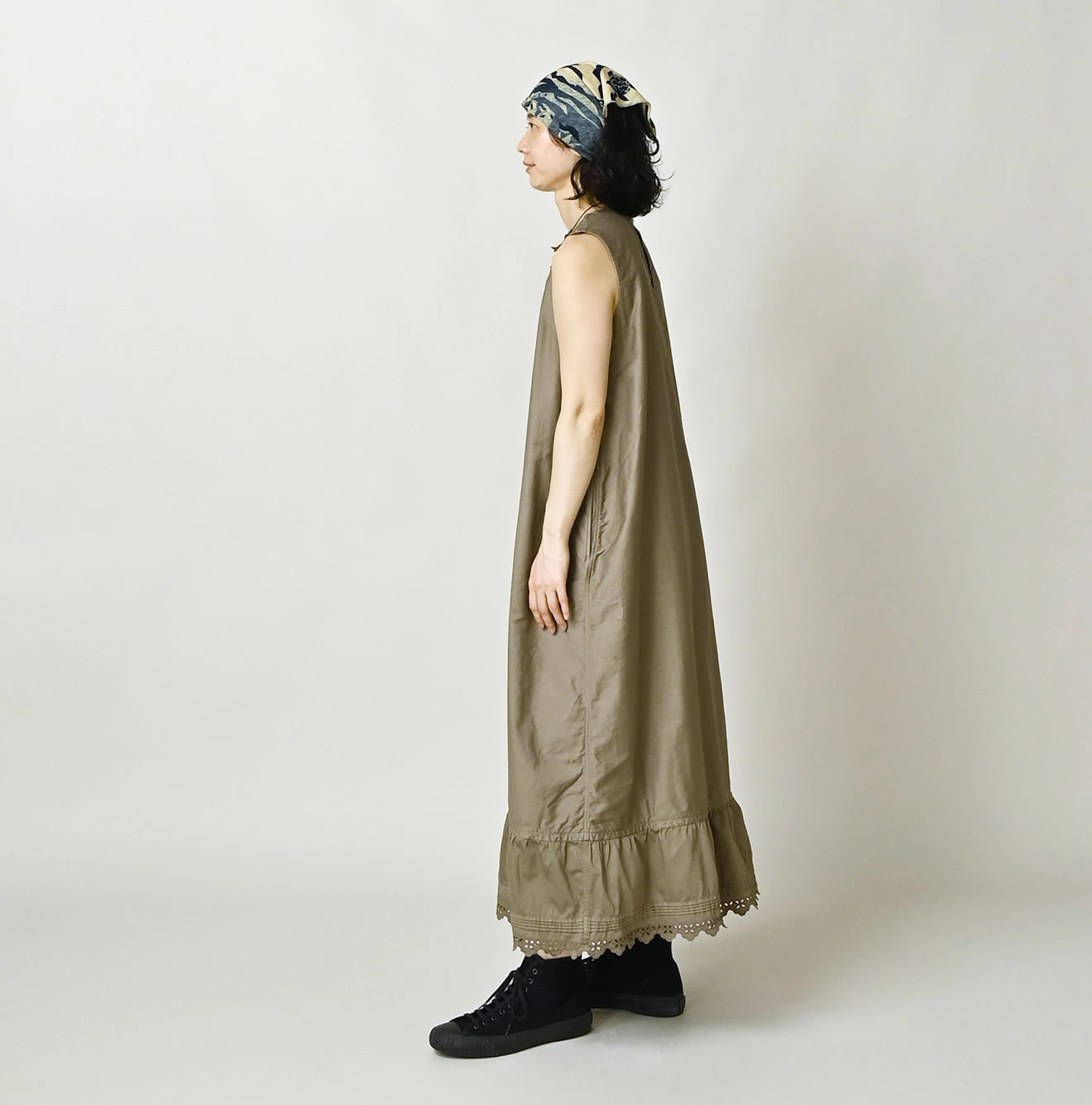 Horizontal Satin Poyon Dress Female Model