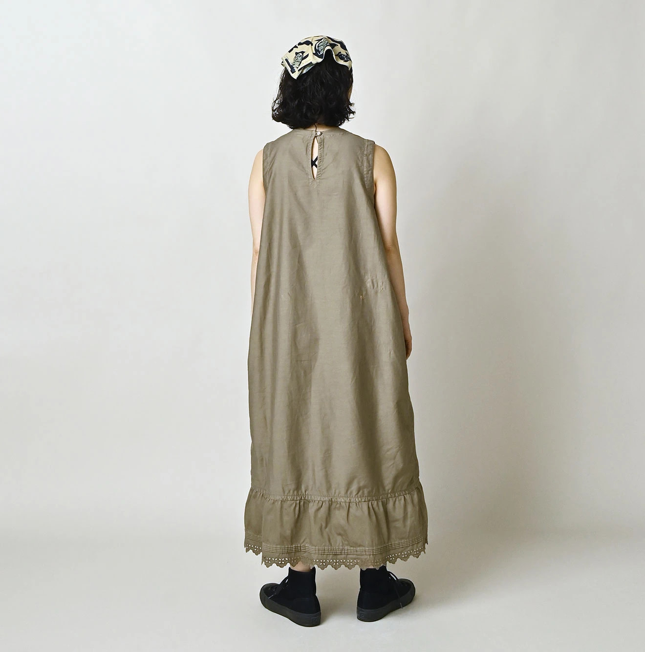 Horizontal Satin Poyon Dress Female Model