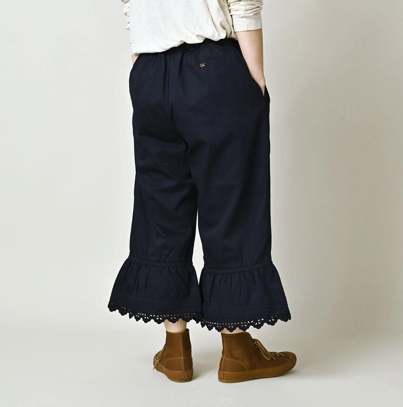 Horizontal Satin Petit Pants Female Model