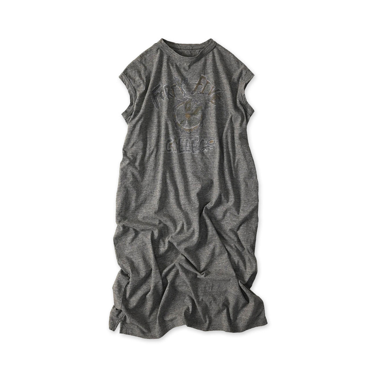 Top Hippie Flower Collage Print M Dress Gray Tweed Top