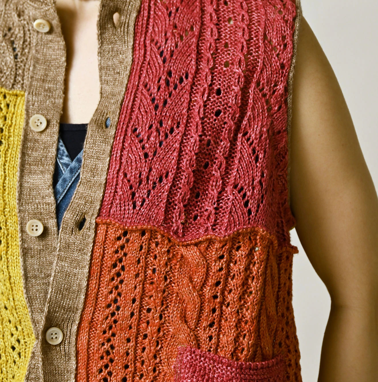 Linen Patchwork Vest Detail