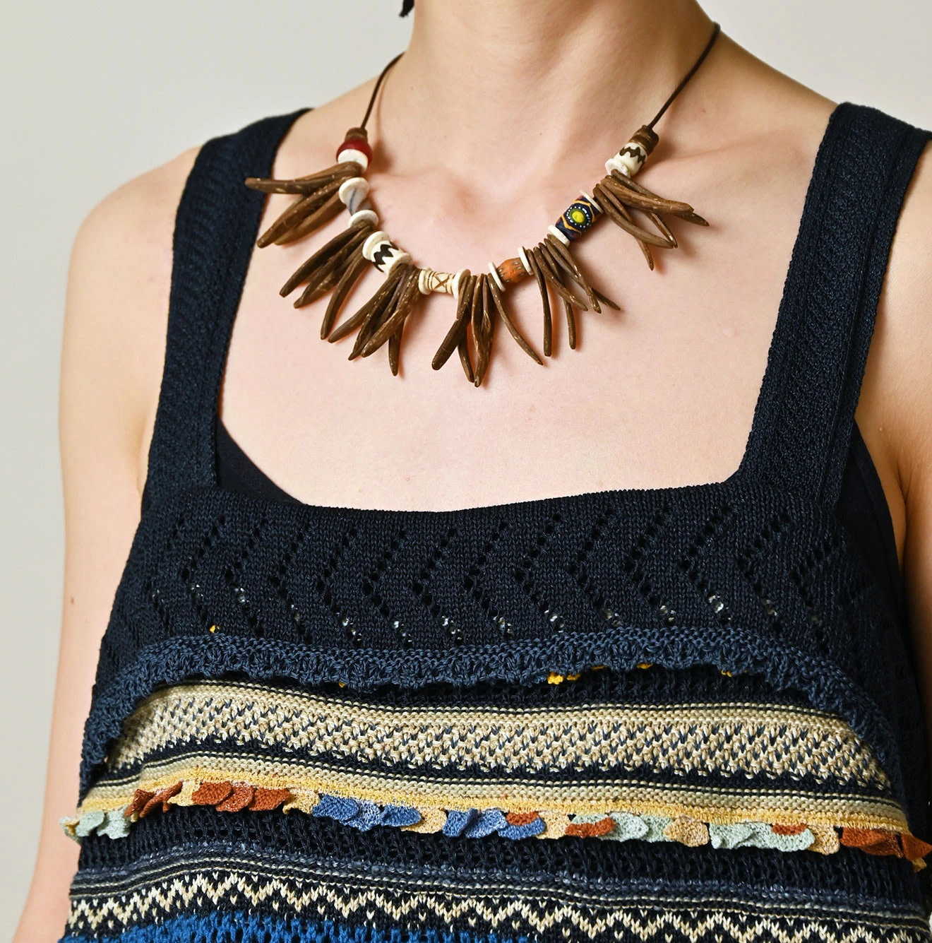 Indigo LeiLei Jacquard Camisole Detail