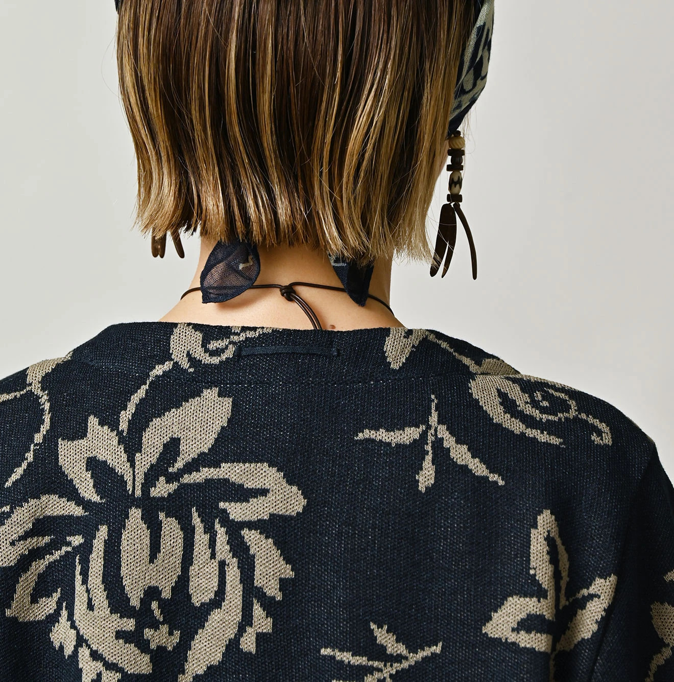 Indigo Base LeiLei Aloha Jacquard Cardigan Detail