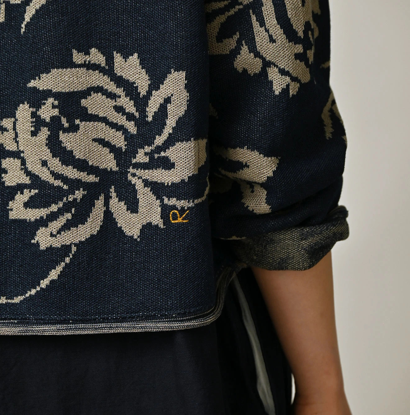 Indigo Base LeiLei Aloha Jacquard Cardigan Detail